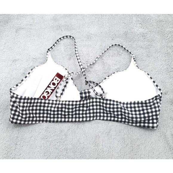 NEW BONGO Swimwear Bikini Womens XL Black White Gingham Tie Retro Cheeky Padded - Picture 3 of 13